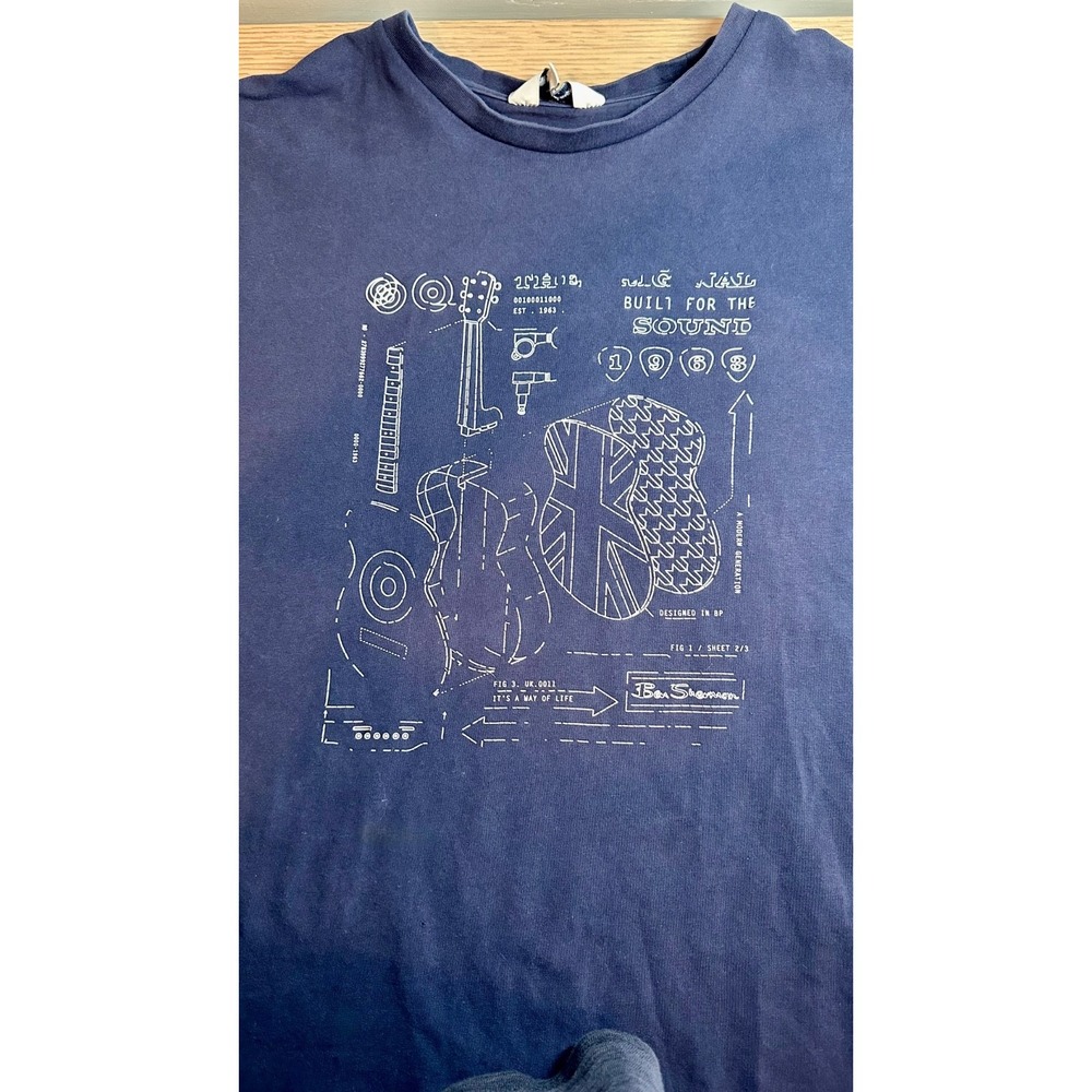 Ben Sherman Graphic T Shirt Mens XL Navy Built for the Sound 1963 Tee